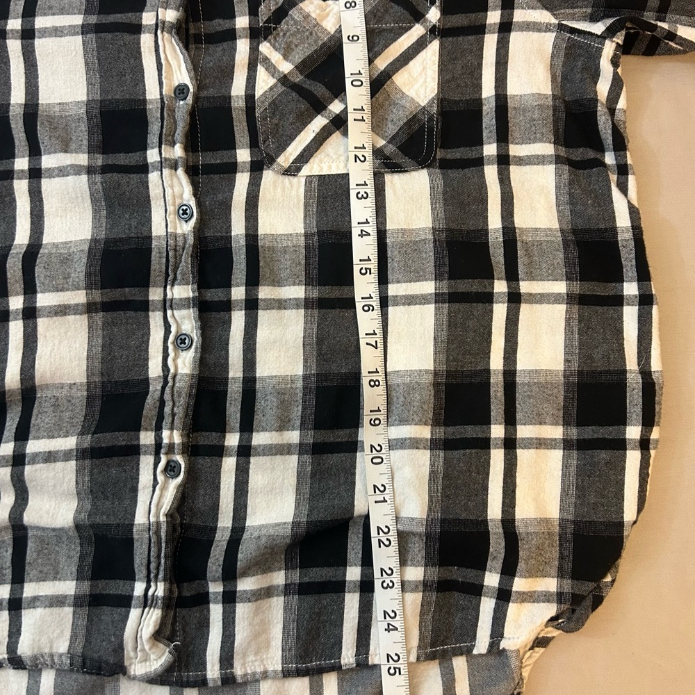 Time and Tru Black & White Plaid Flannel Shirt Size XL - Picture 6 of 10